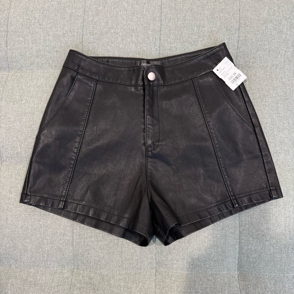Black Faux Leather High-Waist Women’s Shorts